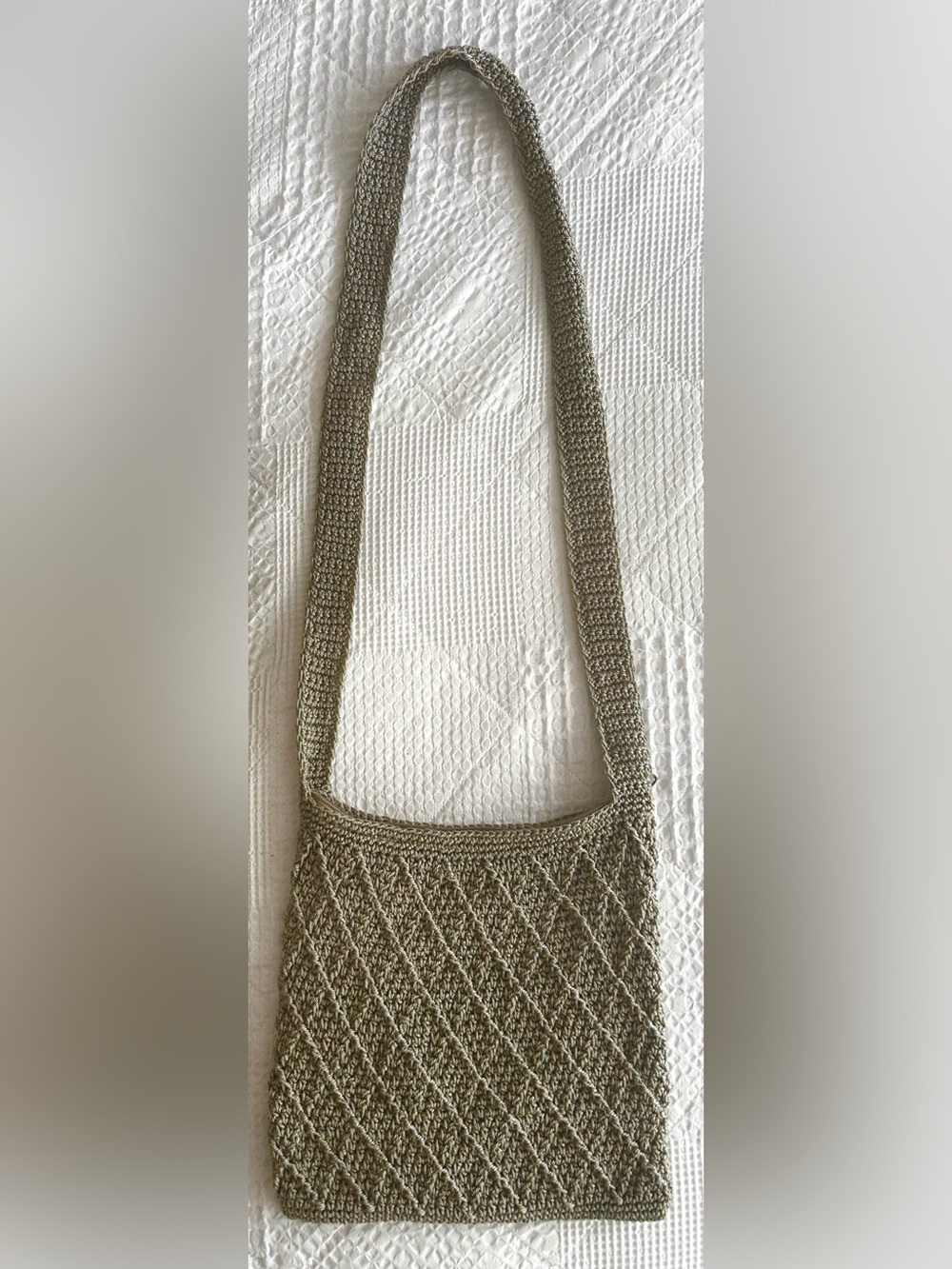 Chateau Olive-Beige Crochet Crossbody Bag